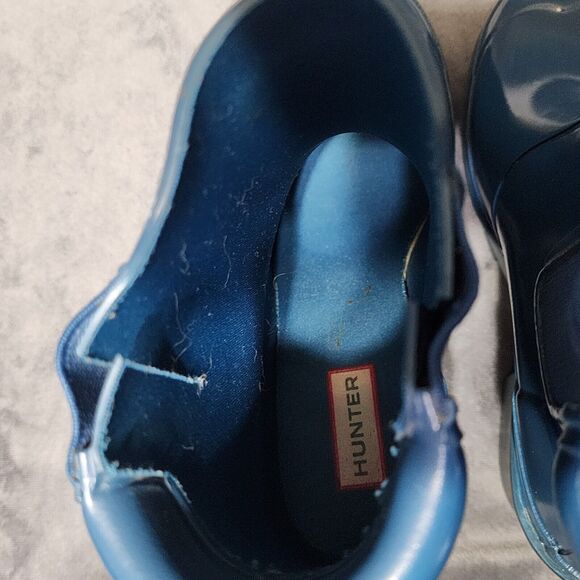 HUNTER TEAL CHUNKY BLOCK HEEL CHELSEA RAIN BOOTS Women's Size 8 - Picture 10 of 12